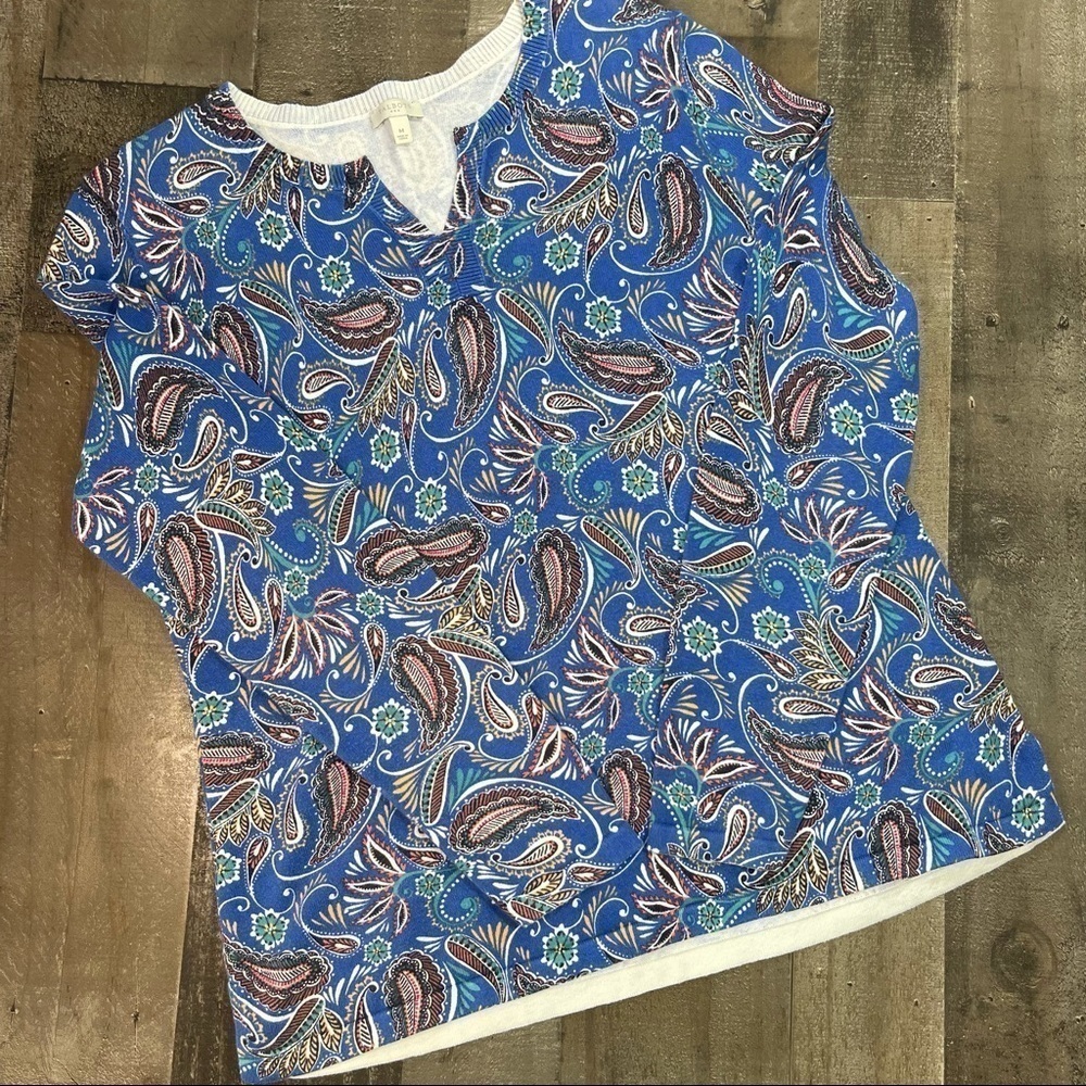 Talbots Paisley Print Long Sleeve Sweater Medium